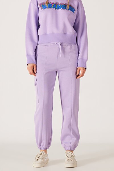 WRANGLER Regular Fit Normal Kesim İçi Polarlı Cepli Lila Jogger Eşofman Altı