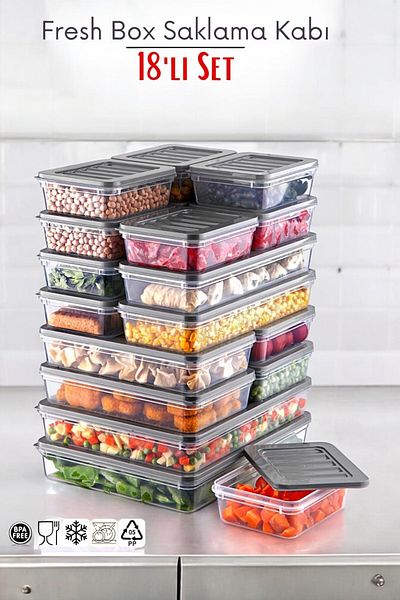 NY HOME Set of 18 Freshbox Storage Containers Suitable for Microwave and Freeze