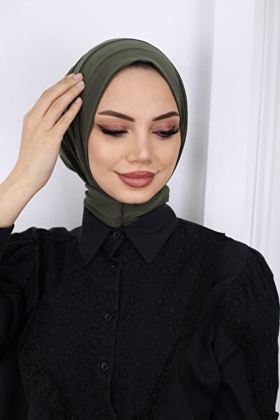 feronis Tesettür Kadın Çıtçıtlı Hijap Bone Hazır Türban Şal _Haki