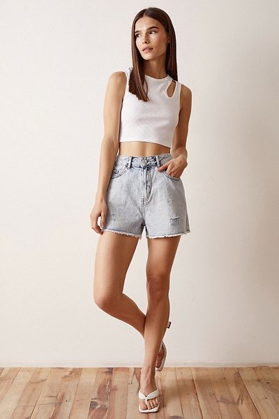 Never more Drop Detailed Crop Tank Top