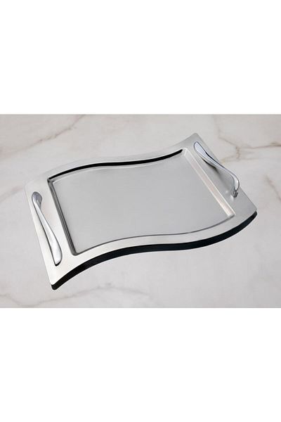 Nehir Lara Satin Steel Tray Set - Pack of 2