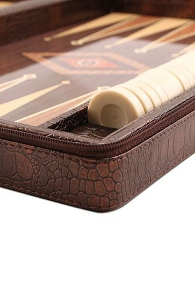Star Oyun Aletleri Star Special Series Leather Zipper Bag Backgammon Small