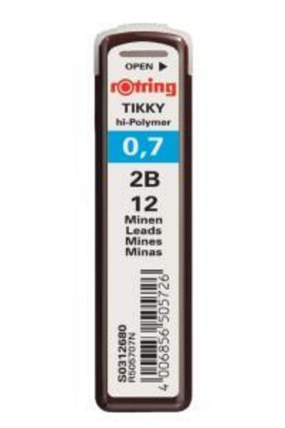 Rotring قلم رصاص عالي البوليمر (2b) (طرف قلم رصاص متعدد الاستخدامات، الحد الأدنى) 0.7 مم (عبوة واحدة = 10 أنابيب) S0231230
