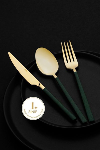 Nehir Dalyan Gold Green Mother of Pearl - 36 Pieces Box for 6 People