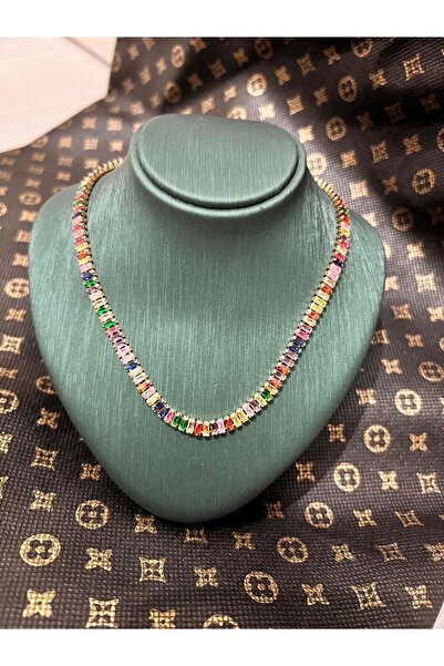 ABAKSESUAR colorful gökküşaği zirkon taşli baget su yolu kadin kolye çelik