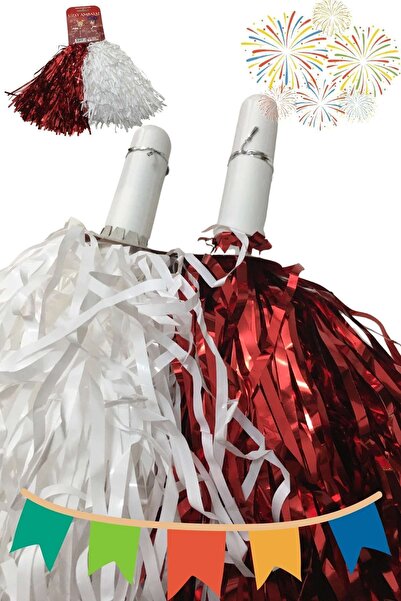 TekinParti Kırmızı Beyaz Gösteri Ponponu