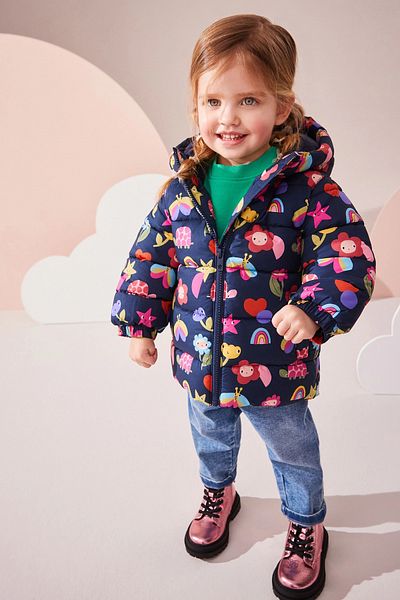 Next Baby Waterproof 100% Organic Cotton Floral Patterned Children's Coat - Aly01708