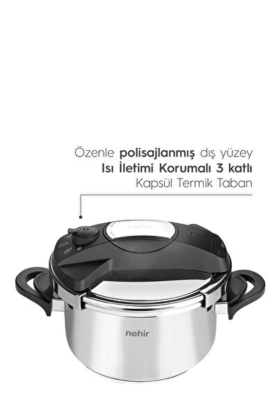 Nehir Silver Matik Paslanmaz Çelik 7 Litre Düdüklü Tencere