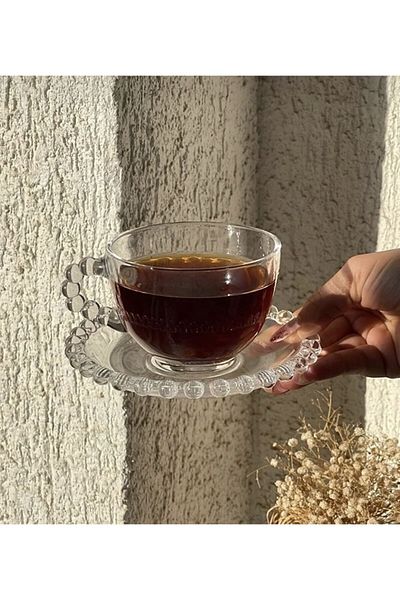PIRILTI AVM 12 PIECES PEARL BEADED NESCAFE AND TEA CUP SET