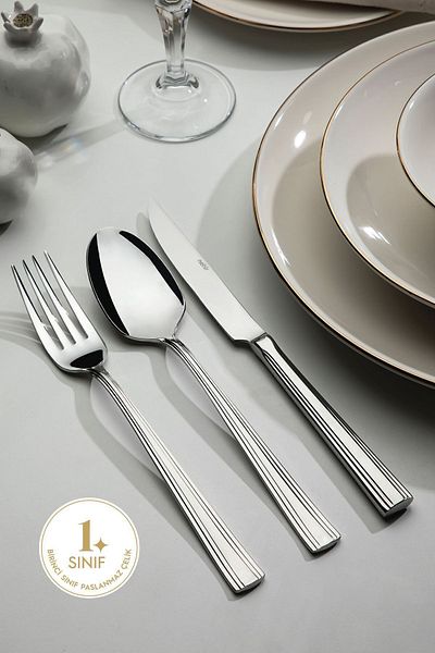 Nehir 36 Pieces katre Plain Fork Spoon knife Set for 6 People