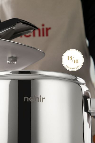 Nehir 8 Liter Stainless Steel Pot - Silver Trend with Pressure