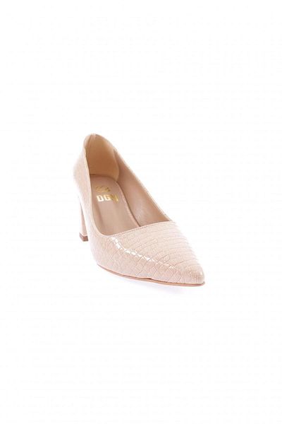 DGN 3300-23y Pantofi de damă cu vârf ascuțit cu toc gros Crocodil nud