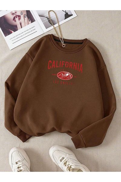 BENROMA Унисекс суитшърт с голям размер и щампа California