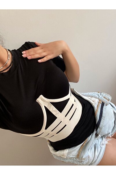 Brandpanty Gloria Stylish Corset - Nude Color with Highlights Tape Detail -4736033