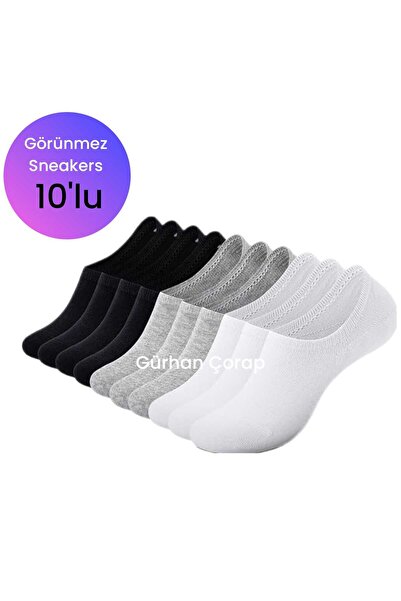 Gürhan Çorap 10 Συσκευασία Unisex Βαμβακερά αθλητικά παπούτσια - Αόρατες αθλη...
