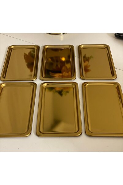 Elzem Medium Size 13*23 cm Presentation Tray - Gold Plated, Set of 6, 13*24 cm