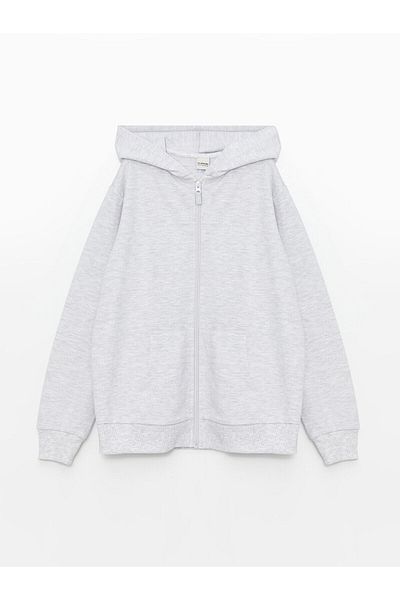 LC Waikiki Lcw суичър с цип за момиче с дълъг ръкав и качулка