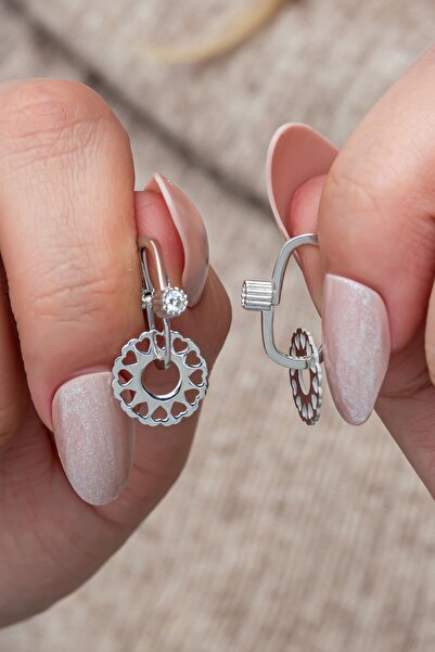 Nereze 925 Ayar Gümüş Rodyum Kaplama Tektaş Göçmen Küpe