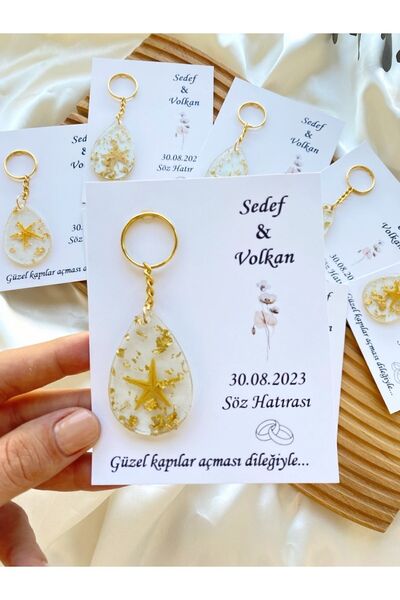 Gami Handmade Davetiyeli Damla Epoksi Anahtarlık , Söz , Nişan, Nikah , Kına,...