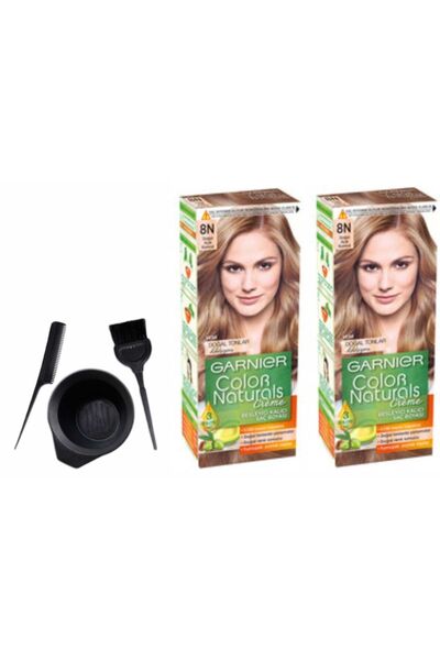 Garnier Naturals Saç Boyası 8n Doğal A.kumral 2adet X 50ml+boyama Seti