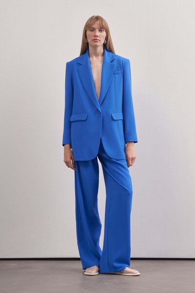 Mathilda Store Blue Premium Helena Oversize Set - High Waist Jacket with Pala...