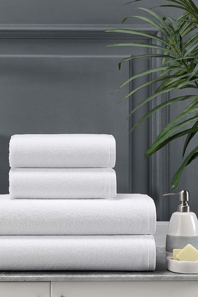VEVİEN HOME 100% bumbac 4 bucati prosop de hotel alb