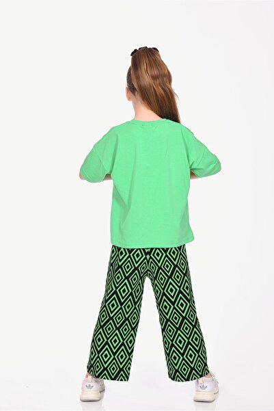 Kamex Green Printed Combed Cotton Kids Set