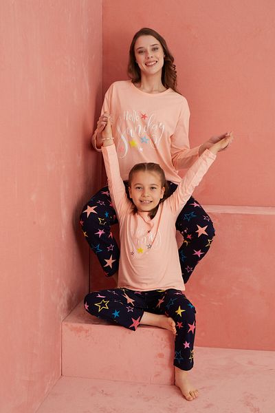 ELİTOL Set de pijamale tricotate cu mânecă lungă cu model cu imprimeu înstelat