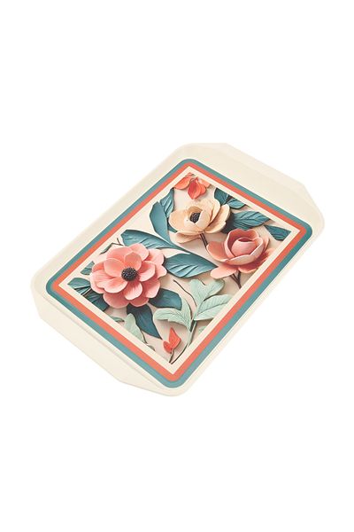 Dory Colorful Flower Patterned Tray - 23 cm