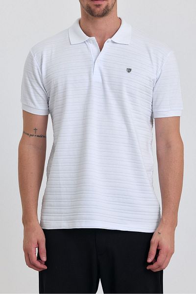 COMBİNE MİCHAİL Ανδρικό μπλουζάκι Polo Neck Slim Fit - 100% βαμβάκι, 2 τεμαχίων, ΛΕΥΚΟ ΛΕΥΚΟ