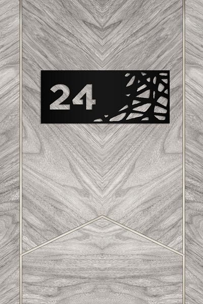 AHWALL Apartment Door Number with Motif - Decorative, No: 24