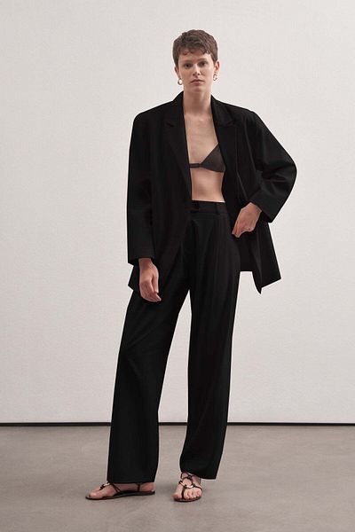 mathilda store Black Altair Modern Form Palazzo Pants - High Waist, Pockets and Comfortable Loose Side Design