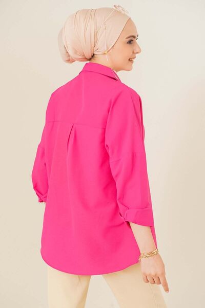 Bigdart 103901 Oversize Basic Hijab Shirt - Dark Pink