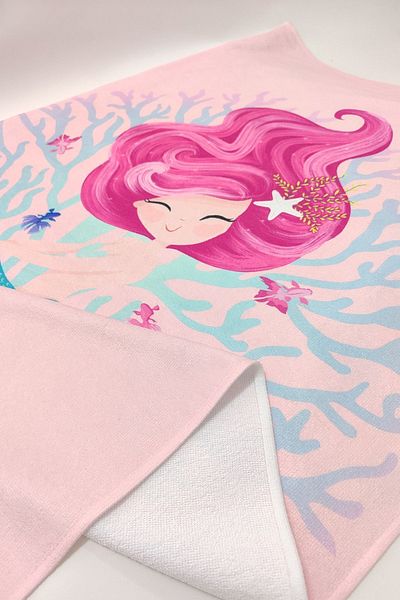 VEVİEN HOME Cute Mermaid Digital Printed 60x130 Cm Prosop De Plaja Copii