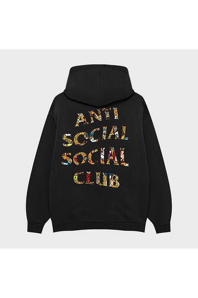 PURE EFFECT ANTI SOCIAL SOCIAL CLUB - Σχέδιο με στάμπα Oversize Unisex 100% βαμβακερό φούτερ με κουκούλα