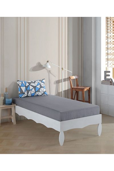 uykulife home collection طقم ملاءة مطاطية مفردة مثلثة باللون الفيروزي - Uykulife
