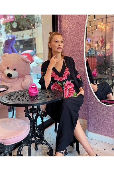 Natavan Rochie brodata cu model de trandafiri
