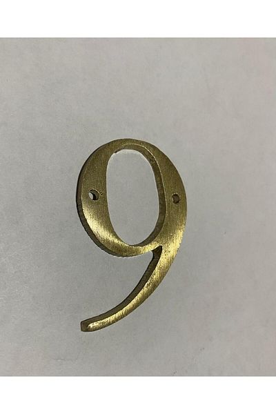 SGS Yellow Brass Matte Door - No. 9 Adhesive Gift, Length: 4cm