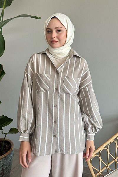InStyle Cămașă cu dungi în piatră