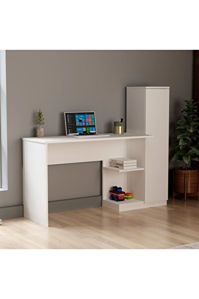 AYMOBSAN Rita Çalışma Masası Kitaplık Raf  Beyaz