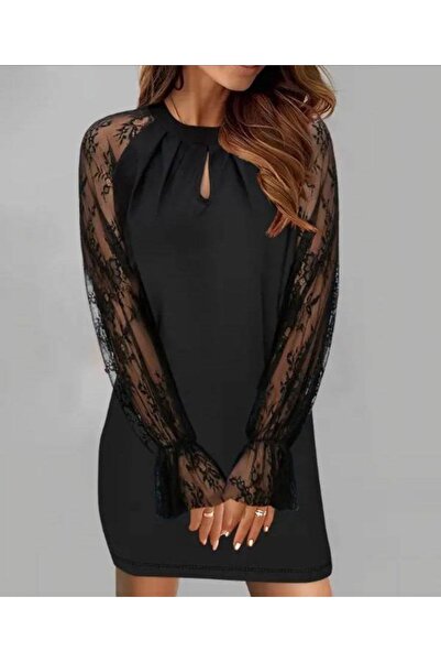 Buklemoda Dress with Lace Sleeves