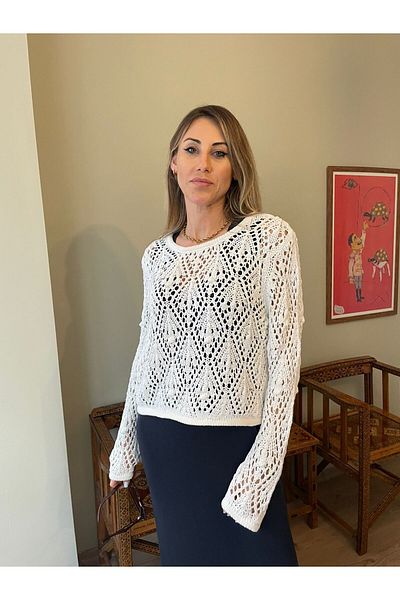 Natavan PULLOR TRICOAT ALB GAURI