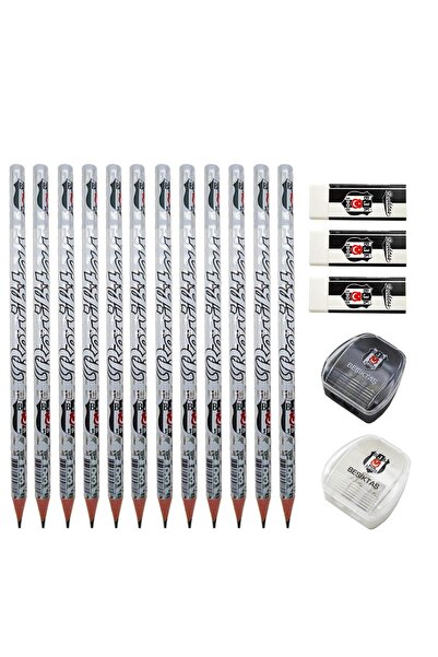 Beşiktaş Besiktas Round Pencil 12 Pieces + Eraser 3 Pieces + Sharpener 2 Pieces