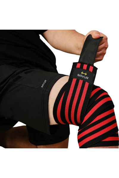 SAVUR Pro Knee Wraps - Crossfit Weight Knee Pad 2-Piece - Knee Bandage