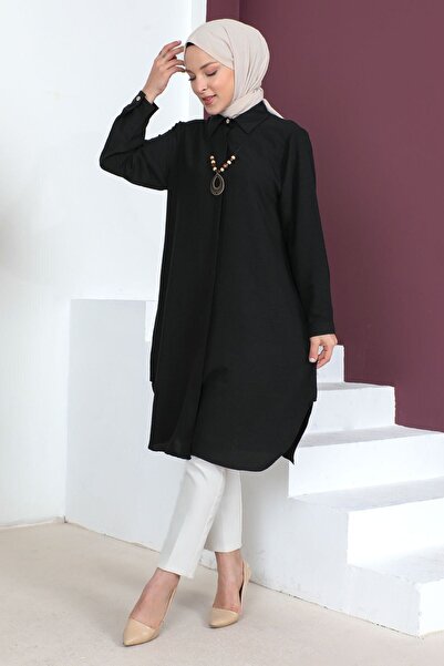 Tesettür Dünyası Κολιέ χιτώνα Plus Size Tsd230509 Μαύρο