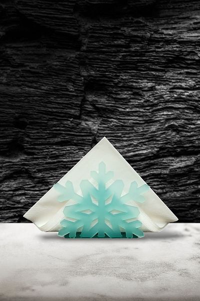 Story Snowflake New Year Themed Cyan Mint Green Color Acrylic Napkin Holder