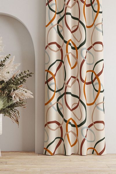 AYSHOME AysHome- Colorful Ring Patterned Background Curtain (consult Your Size!)