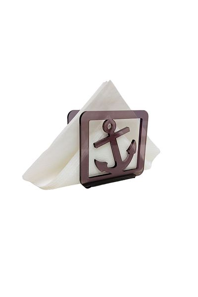 Story Anchor Marine Themed Transparent Gray Smoke Color Acrylic Napkin Holder