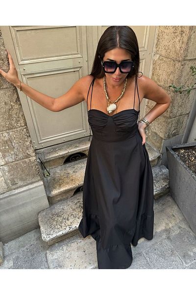 Natavan Rochie cu bretele lungi maxi - Detaliu cu volane