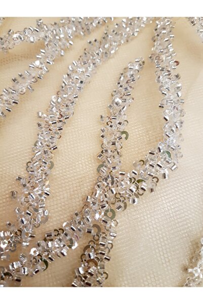 Safir Kumaş Dal Desen Akıtma Desen İşlemeli Dantel 2.5 Metre (Astar Dahil)